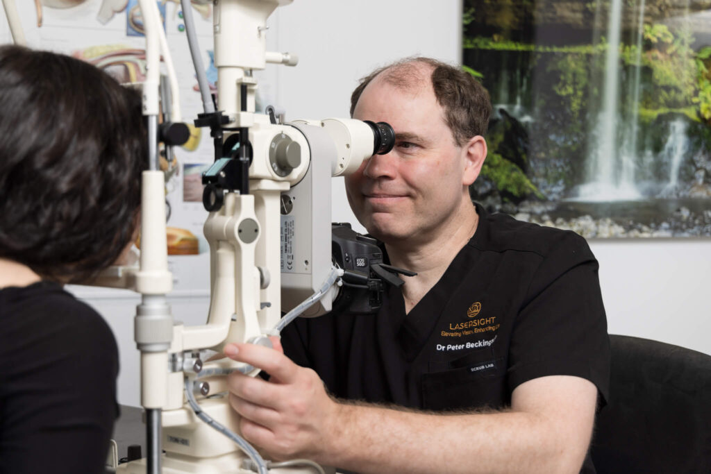 Dr Peter Beckingsale with assessment equipment