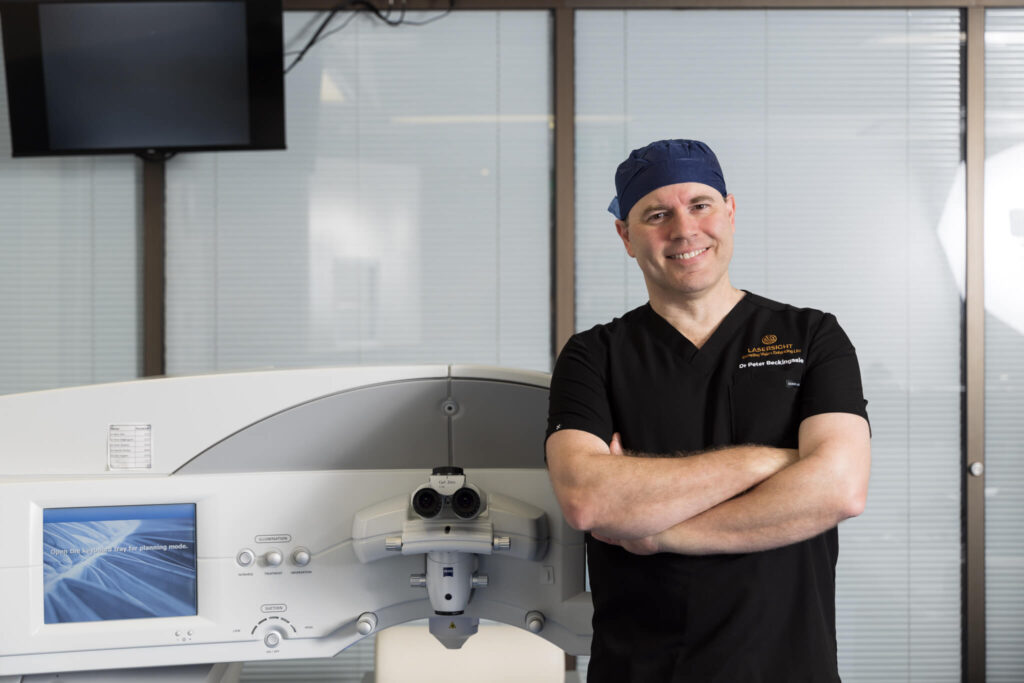 Dr Peter Beckingsale with equipment