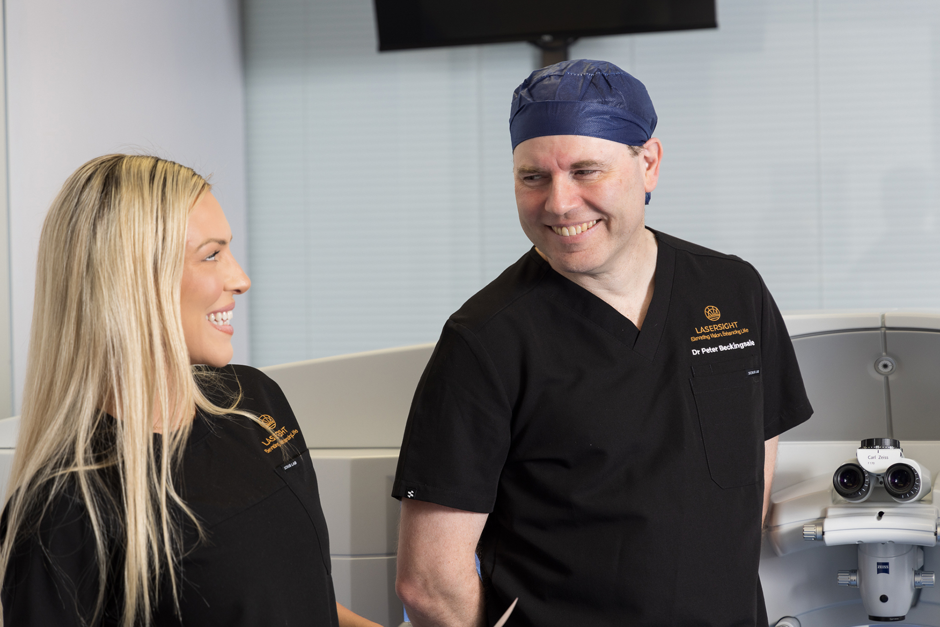 Surgeon Dr Peter Beckingsale with Staff